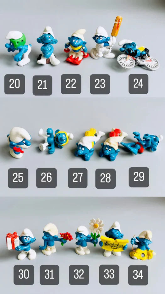Full Set of 68 Vintage Smurf Figurines + Blue Mushroom House – Peyo, Schleich, Bully – 70s/80s Collectibles