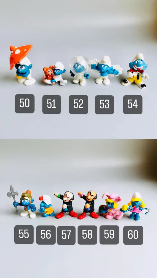 Full Set of 68 Vintage Smurf Figurines + Blue Mushroom House – Peyo, Schleich, Bully – 70s/80s Collectibles