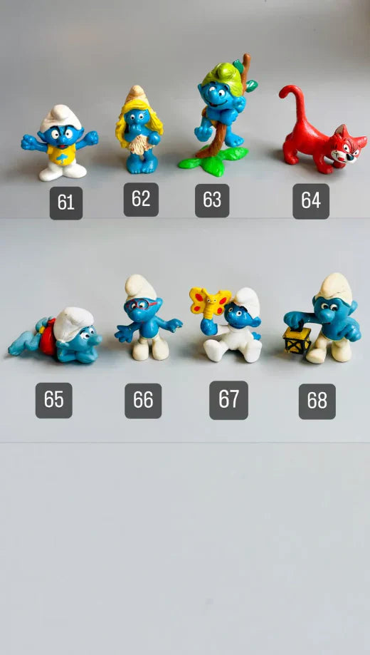 Full Set of 68 Vintage Smurf Figurines + Blue Mushroom House – Peyo, Schleich, Bully – 70s/80s Collectibles