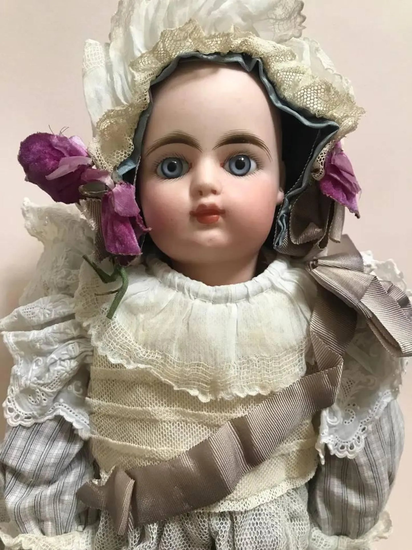 Very Rare Beautiful French Bebe François Gaultier Antique Bisque Doll Exquisite Antique French Dress Museum Quality, 18 inches