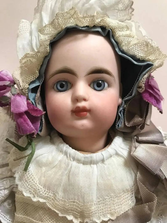 Very Rare Beautiful French Bebe François Gaultier Antique Bisque Doll Exquisite Antique French Dress Museum Quality, 18 inches