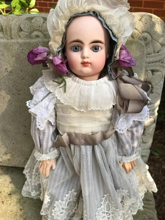 Very Rare Beautiful French Bebe François Gaultier Antique Bisque Doll Exquisite Antique French Dress Museum Quality, 18 inches